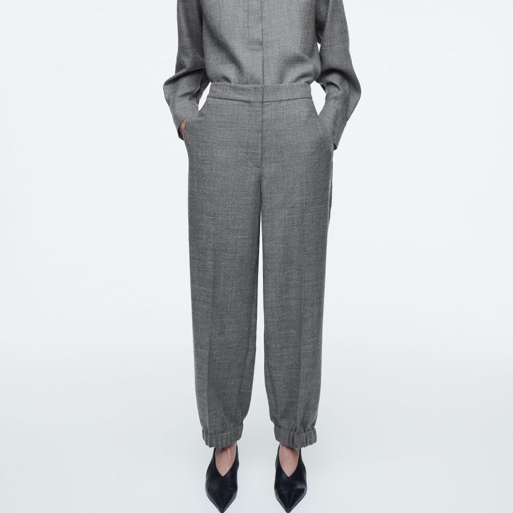 COS Elasticated Wool Flannel Trousers